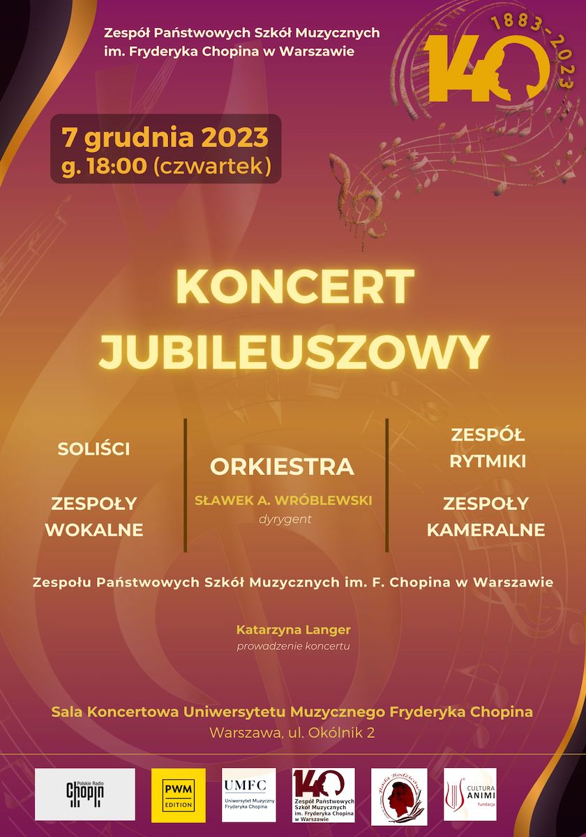 Afisz - 2023-12-07 - II Koncert z okazji 140 lecia Szkoły