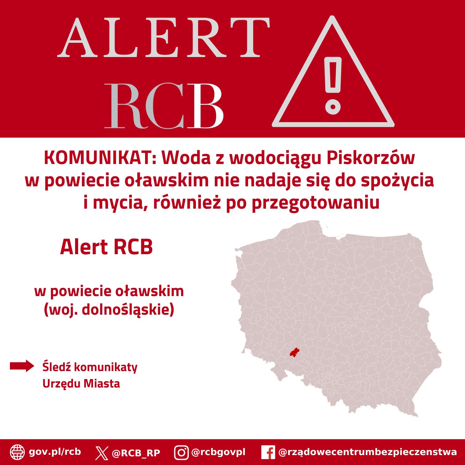 Alert RCB - woda niezdatna do picia (23.09)