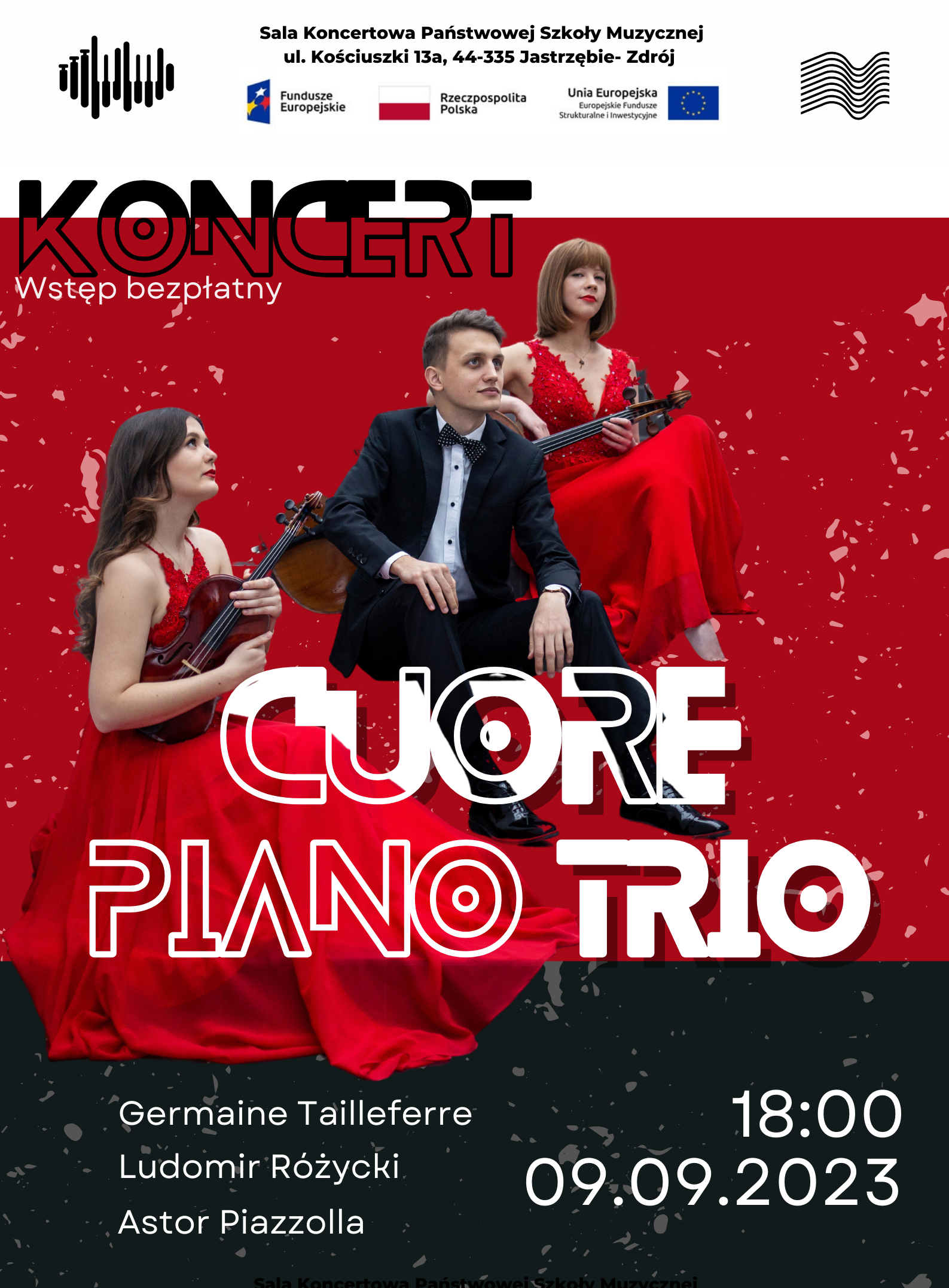 Plakat na Koncert zespołu "Cuore Piano Trio".