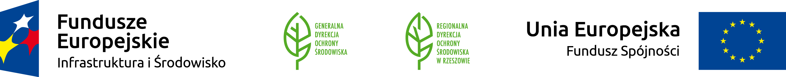 Logotypu Fundusze Europejskie Infrastruktura i Środowisko, Generalna Dyrekcja Ochrony Środowiska, Regionalna Dyrekcja Ochrony Środowiska, Unia Europejska Fundusz Spójności