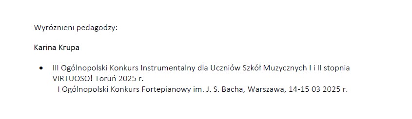 Osiągnięcia uczniów II semestrze 2024/2025 w konkursach.