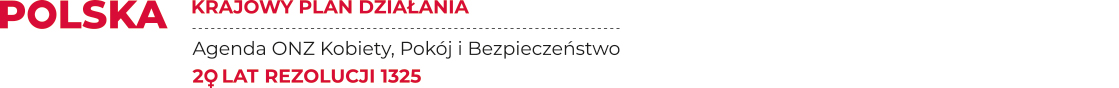 Napis Polska. Krajowy Plan Działania. Agenda ONZ „Kobiety, pokój i bezpieczeństwo”. 20 lat rezolucji 1325