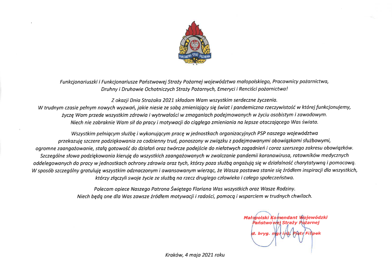 Kartka z życzeniami z okazji Dnia Strażaka