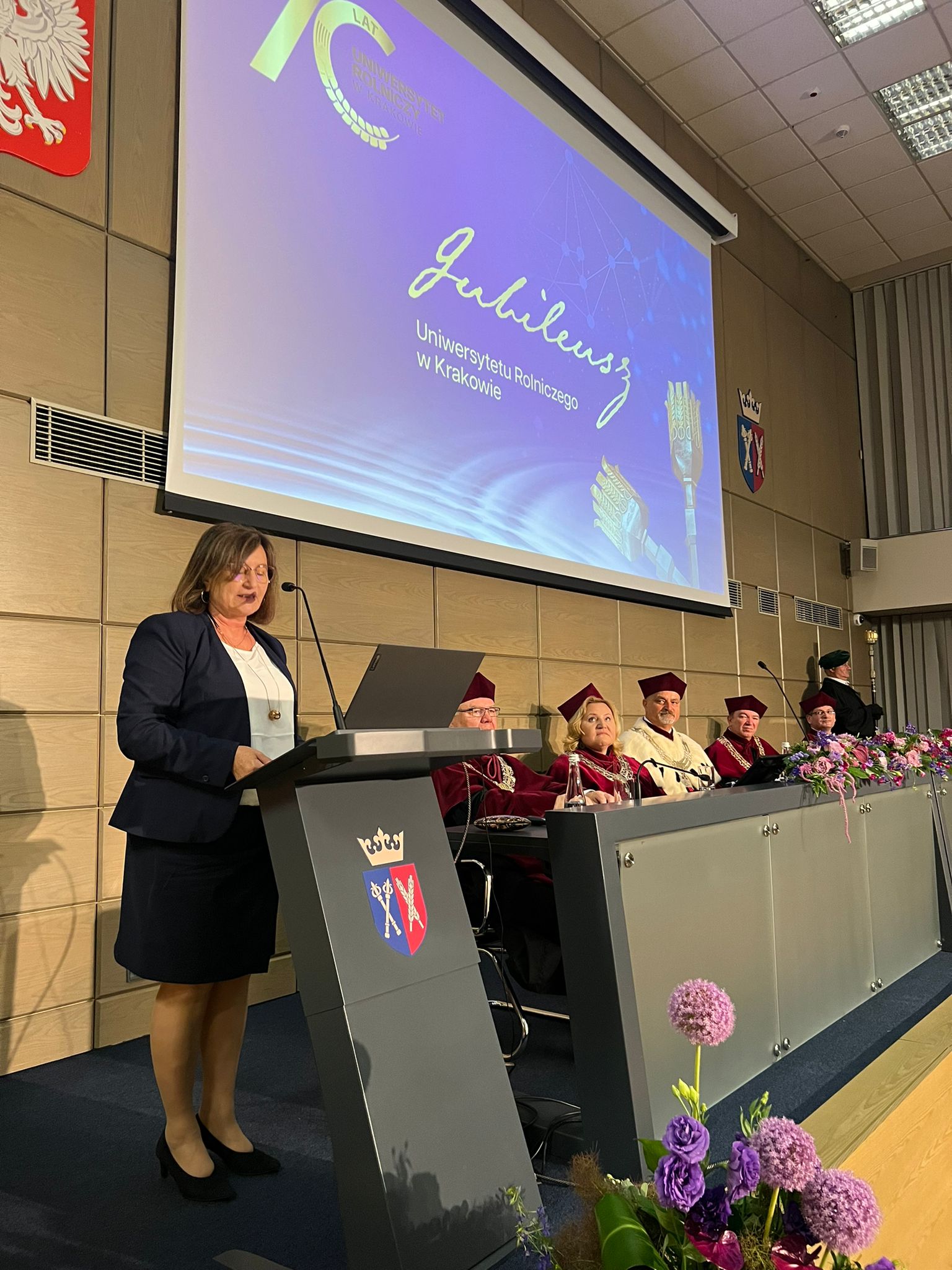 GGK Alicja Kulka podczas wystąpienia na obchodach 70-lecia Uniwersytetu Rolniczego im. Hugona Kołłątaja w Krakowie