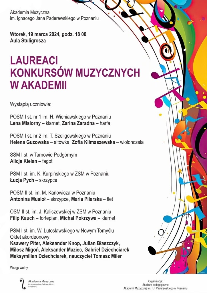 Plakat - Laureaci Konkursów Muzycznych w Akademii