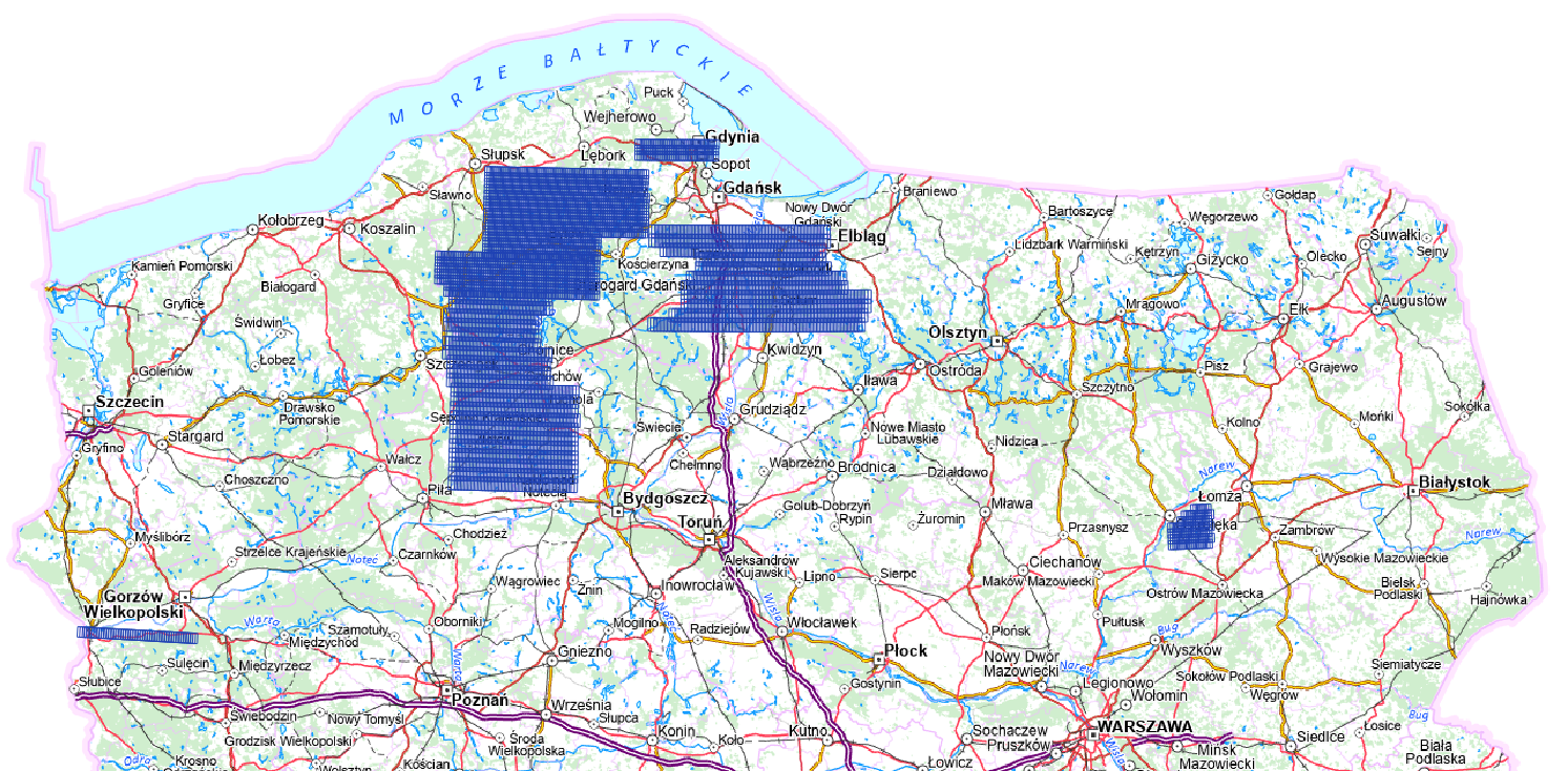 Ilustracja przedstawia zrzut ekranu z zasięgiem nowo przyjętych danych