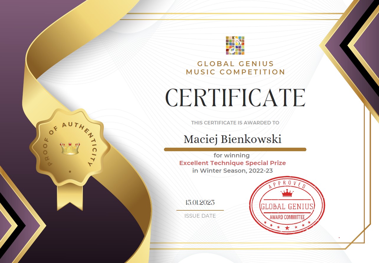Maciej Bienkowski Global Genius Music Competition
