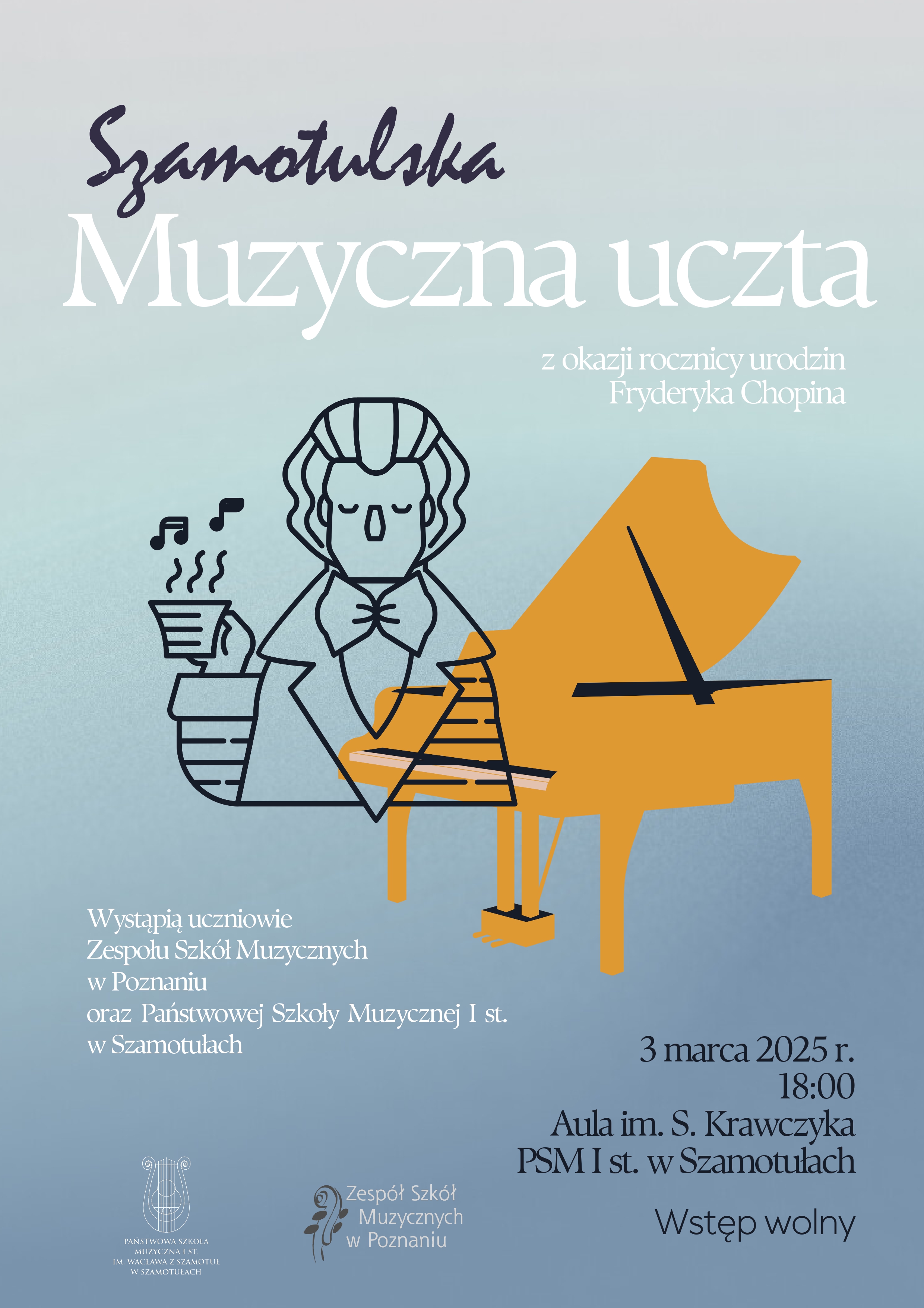 Plakat informujący o koncercie "Szamotulska Muzyczna Uczta"