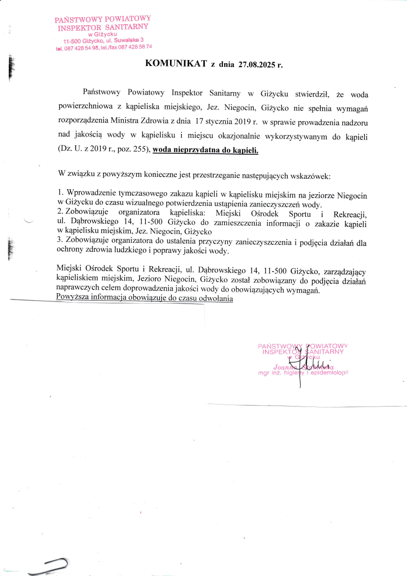 Komunikat z dnia 27.08.2025 r. 