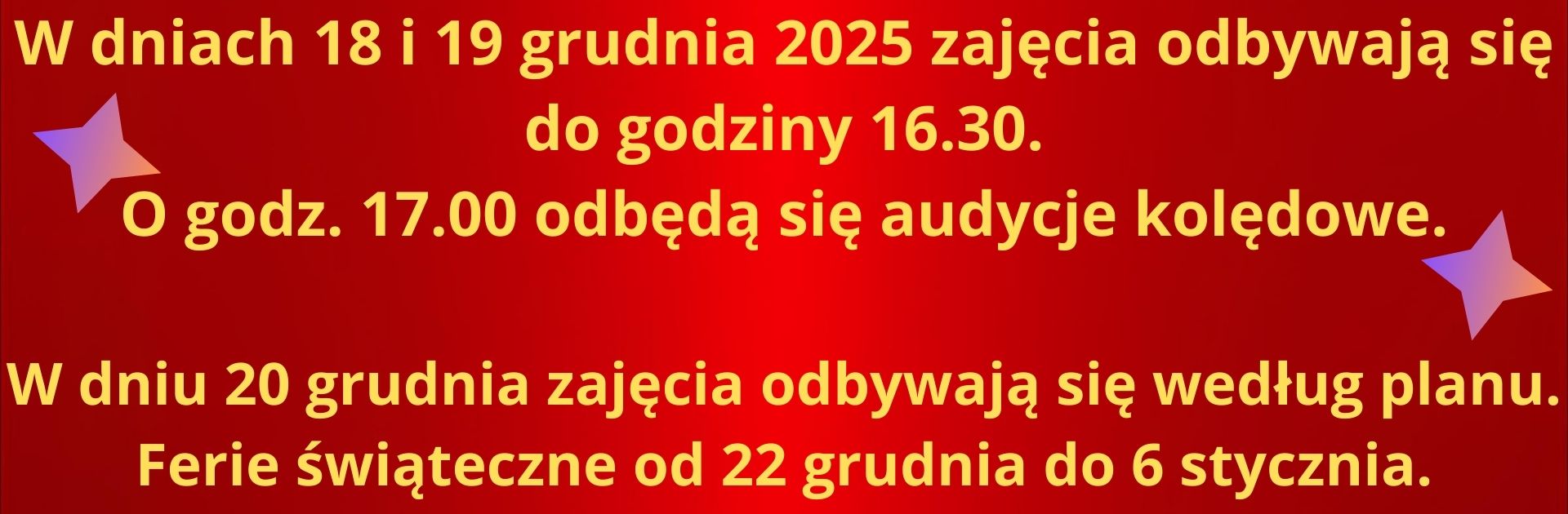 grafika z tekstem ogłoszeń przedświątecznych