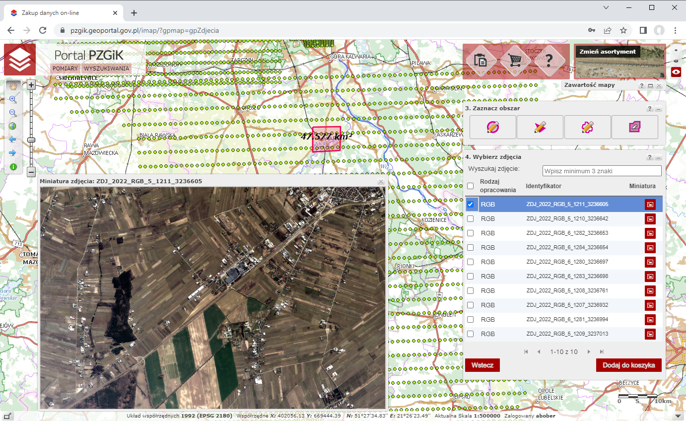 Ilustracja przedstawia zrzut ekranu z portalu pzgik.