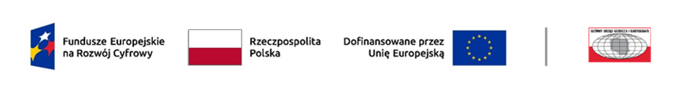 logotypy programu FERC, Rzeczypospolitej Polski, Unii Europejskiej oraz logotyp GUGiK