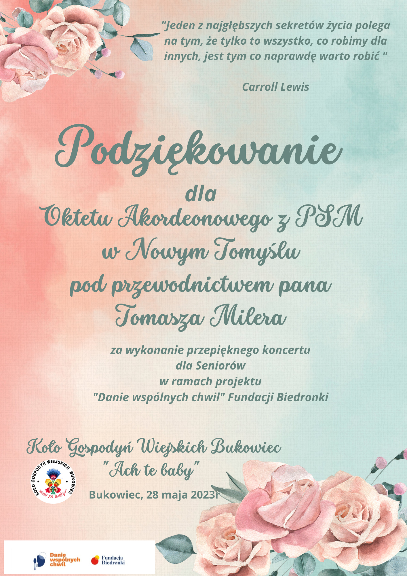 Podziękowania dla Oktetu Akordeonowego