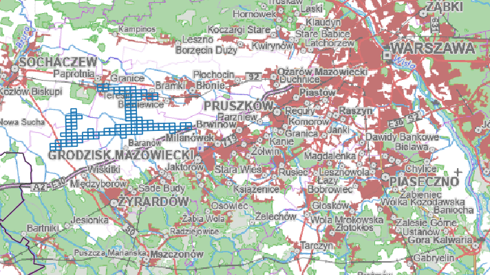 Ilustracja przedstawia zrzut ekranu z zasięgiem nowo przyjętych danych