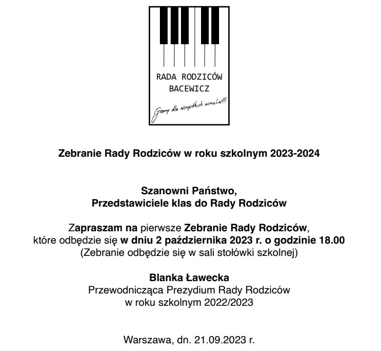 Zebranie Rady Rodziców 2023/24