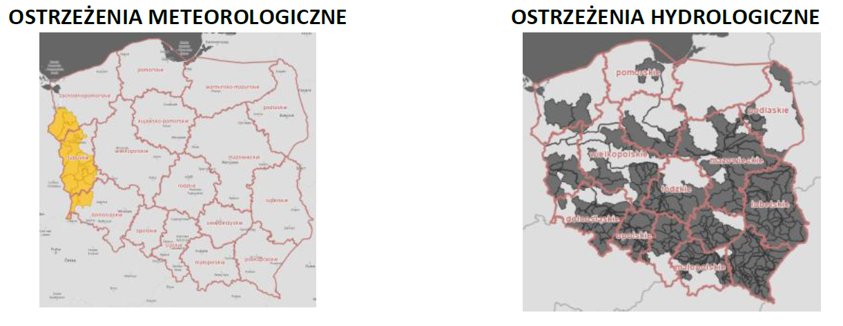 Mapa ostrzeżeń meteo i hydro - 14.08.2026