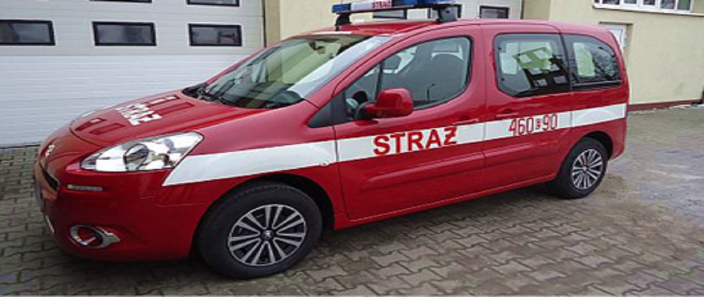Zdjęcie przedstawia samochód pożarniczy kwatermistrzowski lekki na podwoziu Peugeot Partner