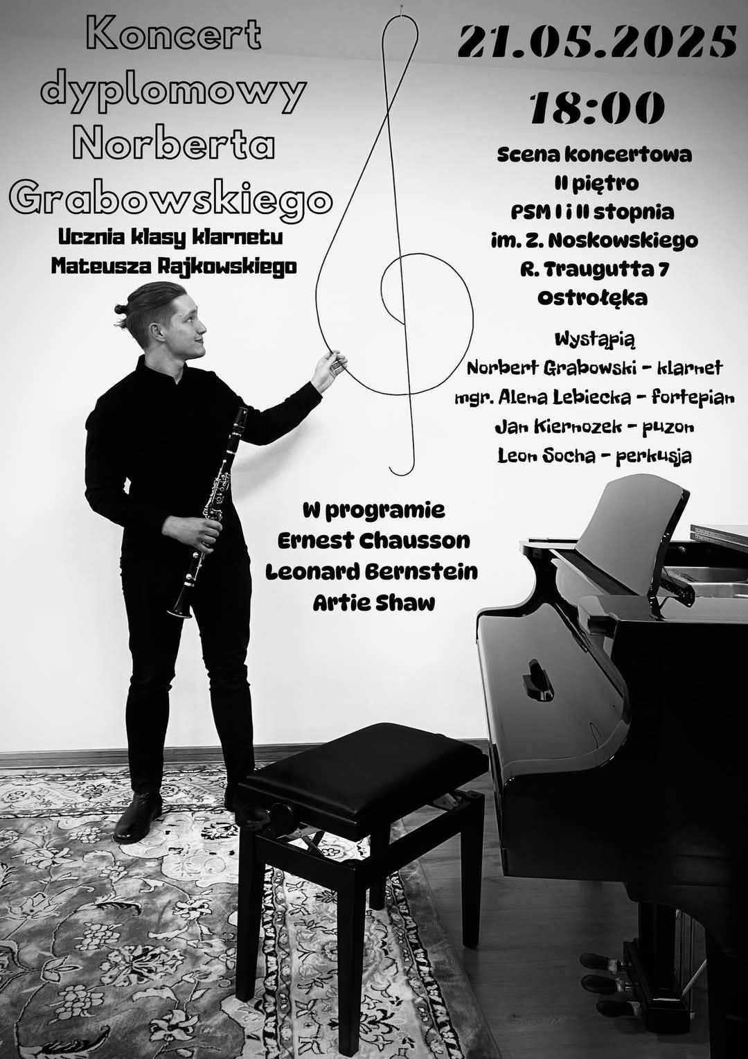 Koncert dyplomowy Norberta Grabowskiego z klasy p. Mateusza Rajkowskiego - 21 maja 2025