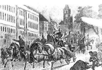 Warszawska Straż Ogniowa w drodze do pożaru 