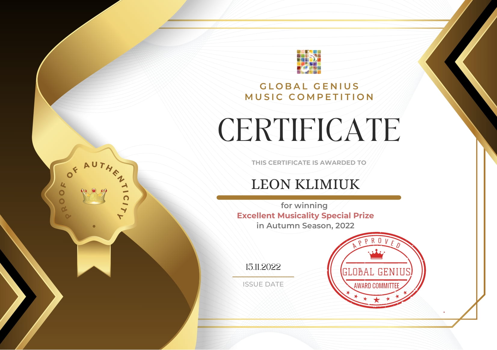 Leon Klimiuk Excellent Musicality Special Prize