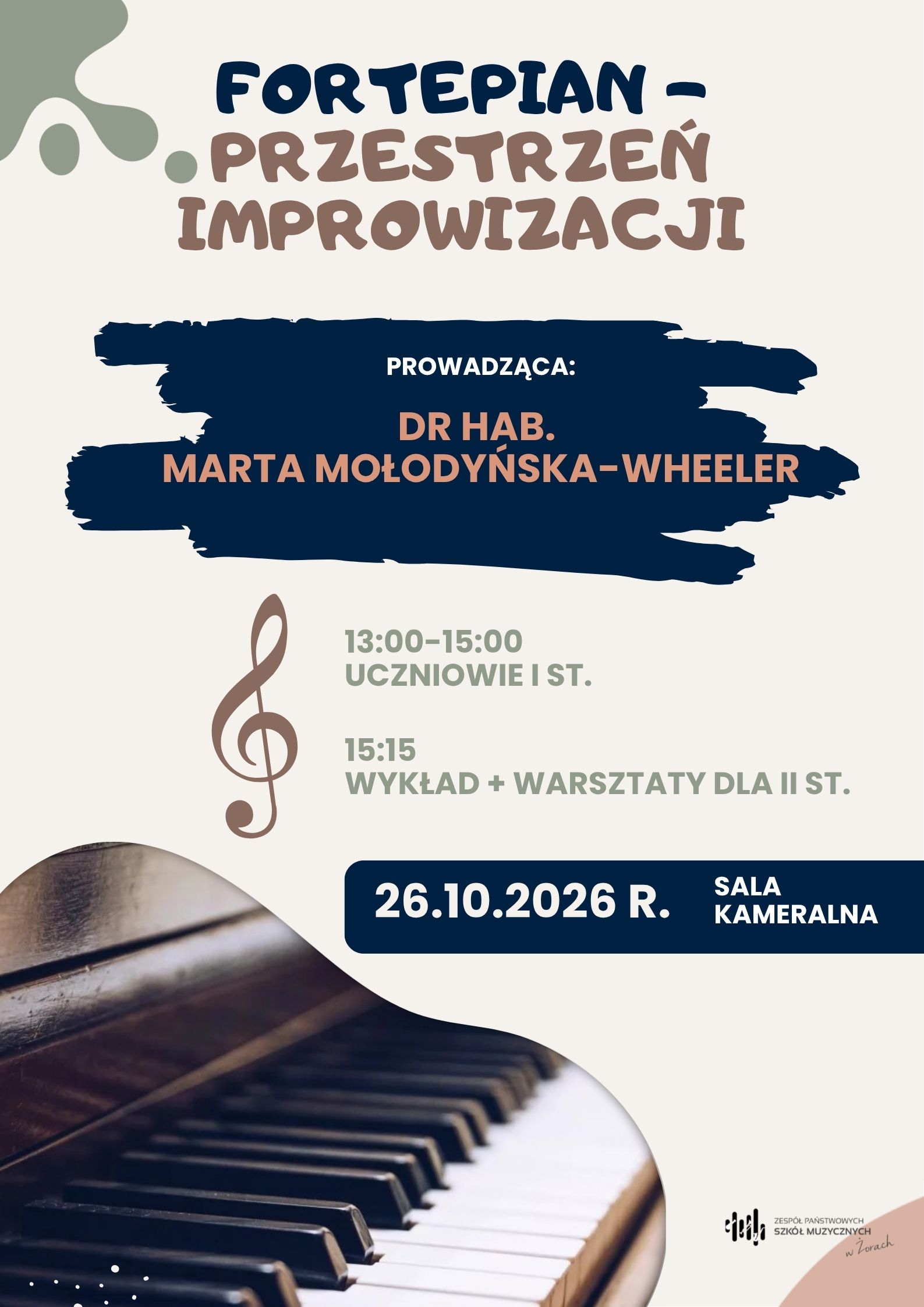 Plakat zapraszający na warsztaty pianistyczne