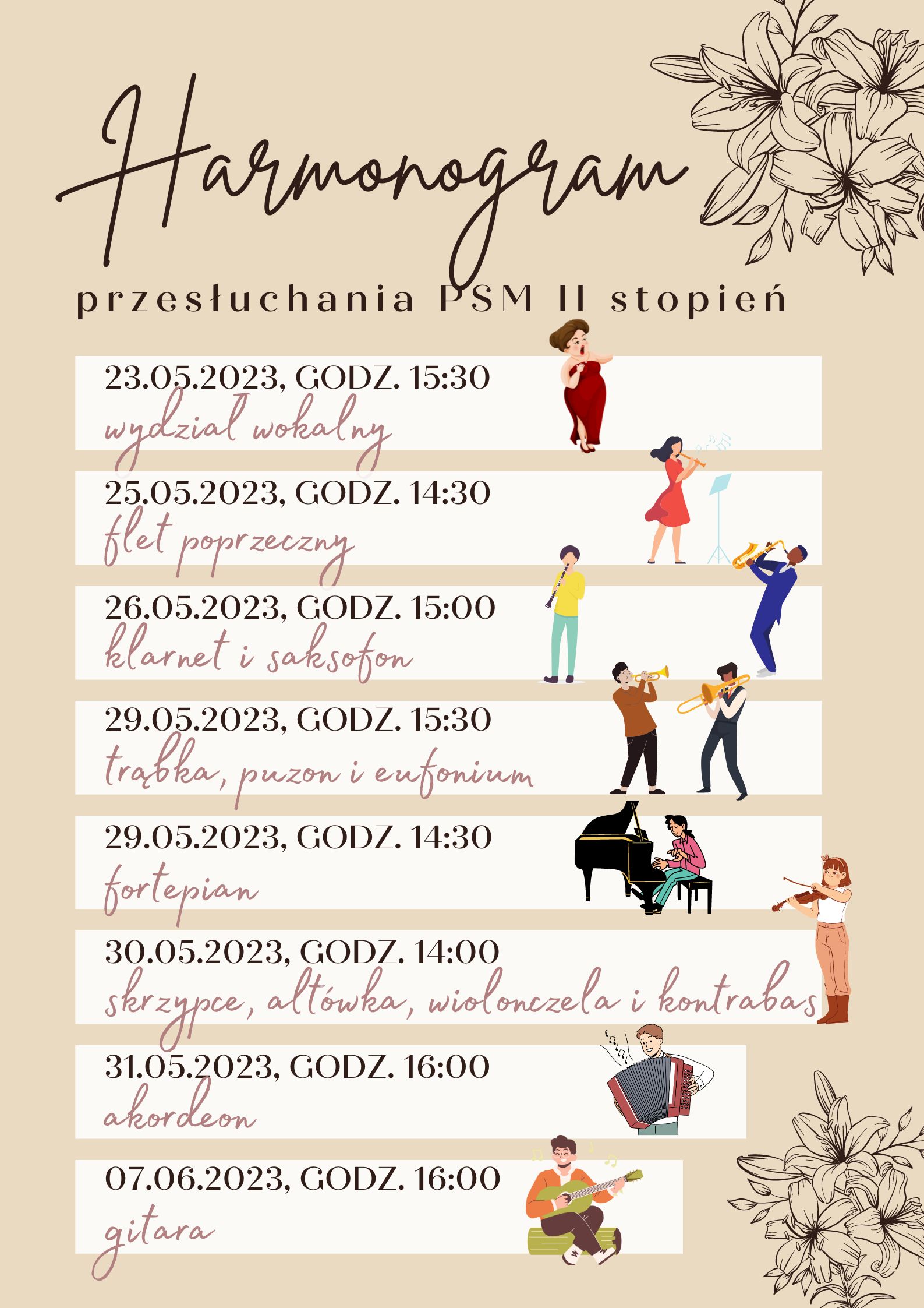 Harmonogram rekrutacji do PSM II stopnia 2023/2024