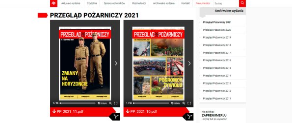 Fragment nowej strony „Przeglądu Pożarniczego” – zrzut ekranu