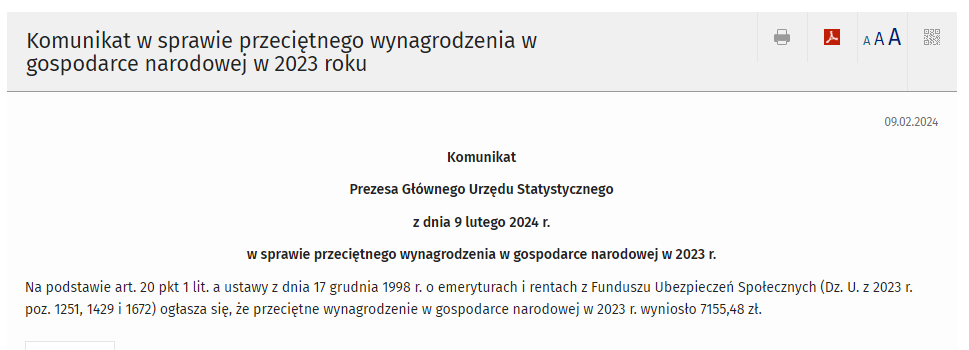 Ilustracja przedstawia zrzut komunikatu ze strony internetowej GUS (stat.gov.pl).