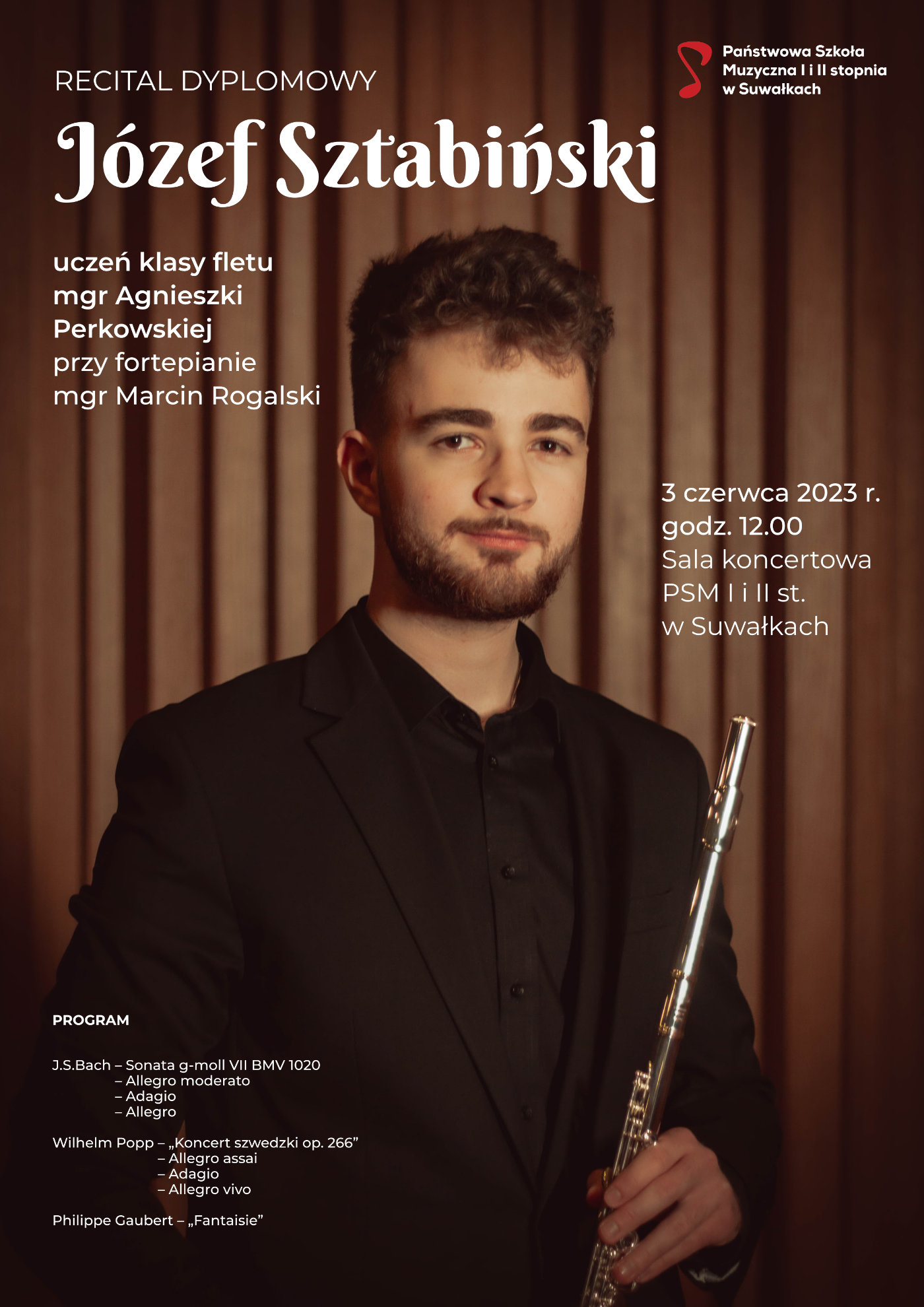 Plakat recitalu dyplomowego Józefa Sztabińskiego