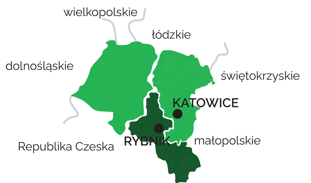 Mapa właściwości miejscowych OUG w Polsce (woj. śląskie i opolskie)