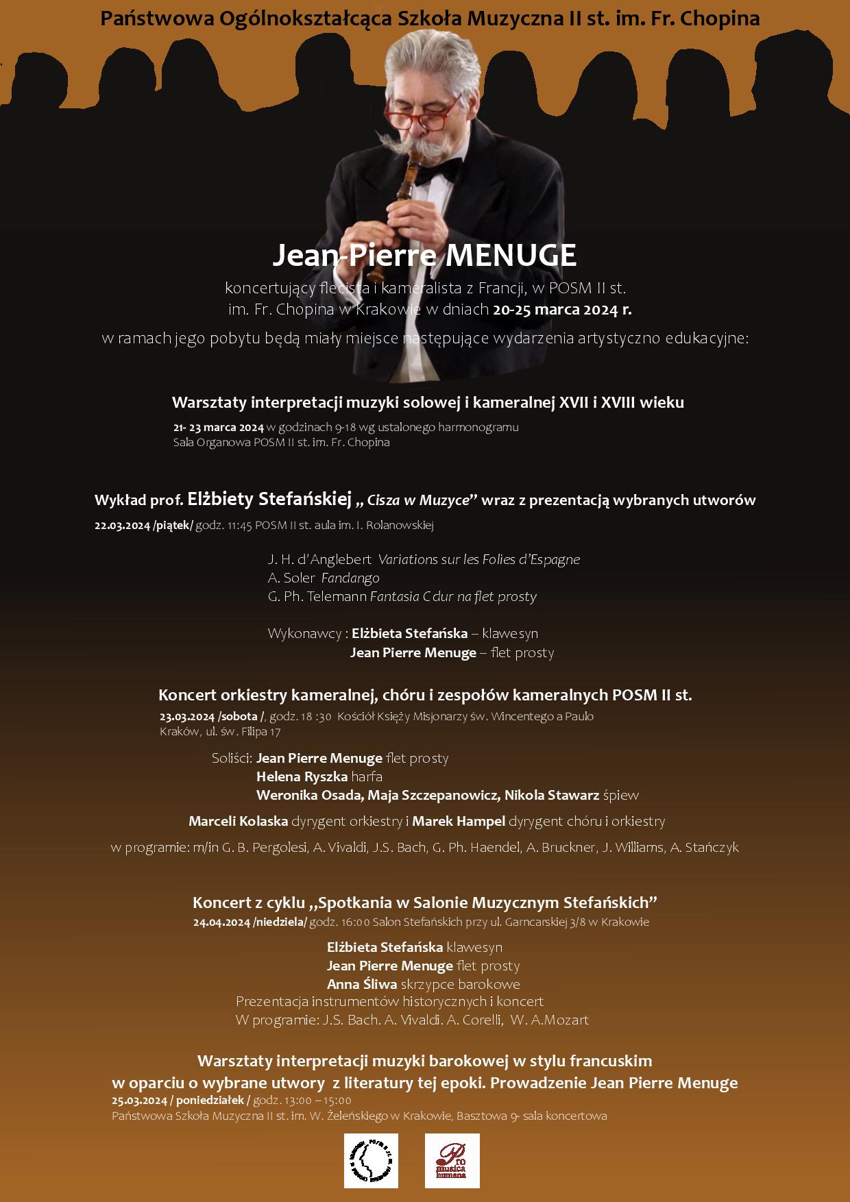 Jean Pierre Menuge - plan pobytu