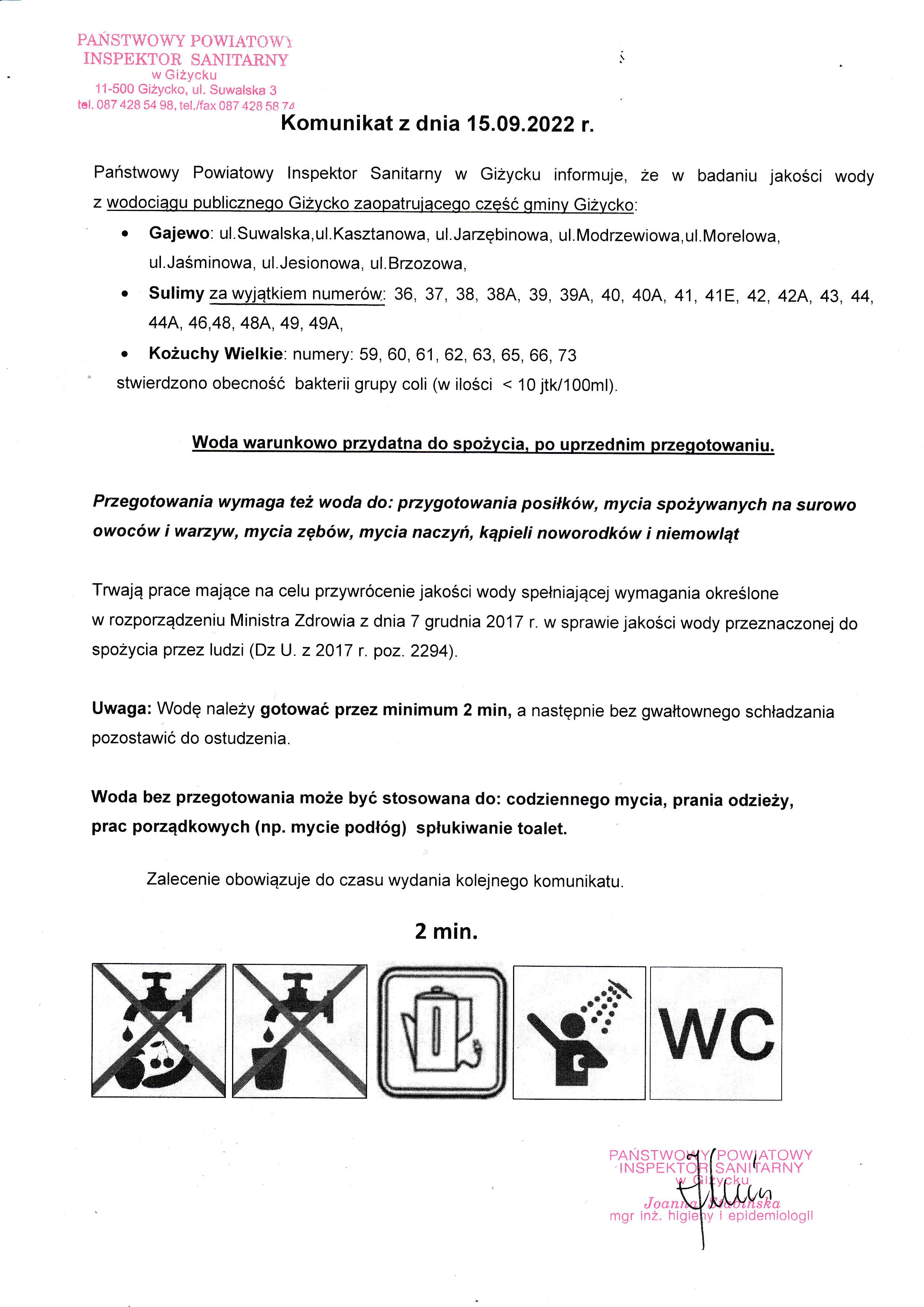 Komunikat z dnia 15.09.2022 r.