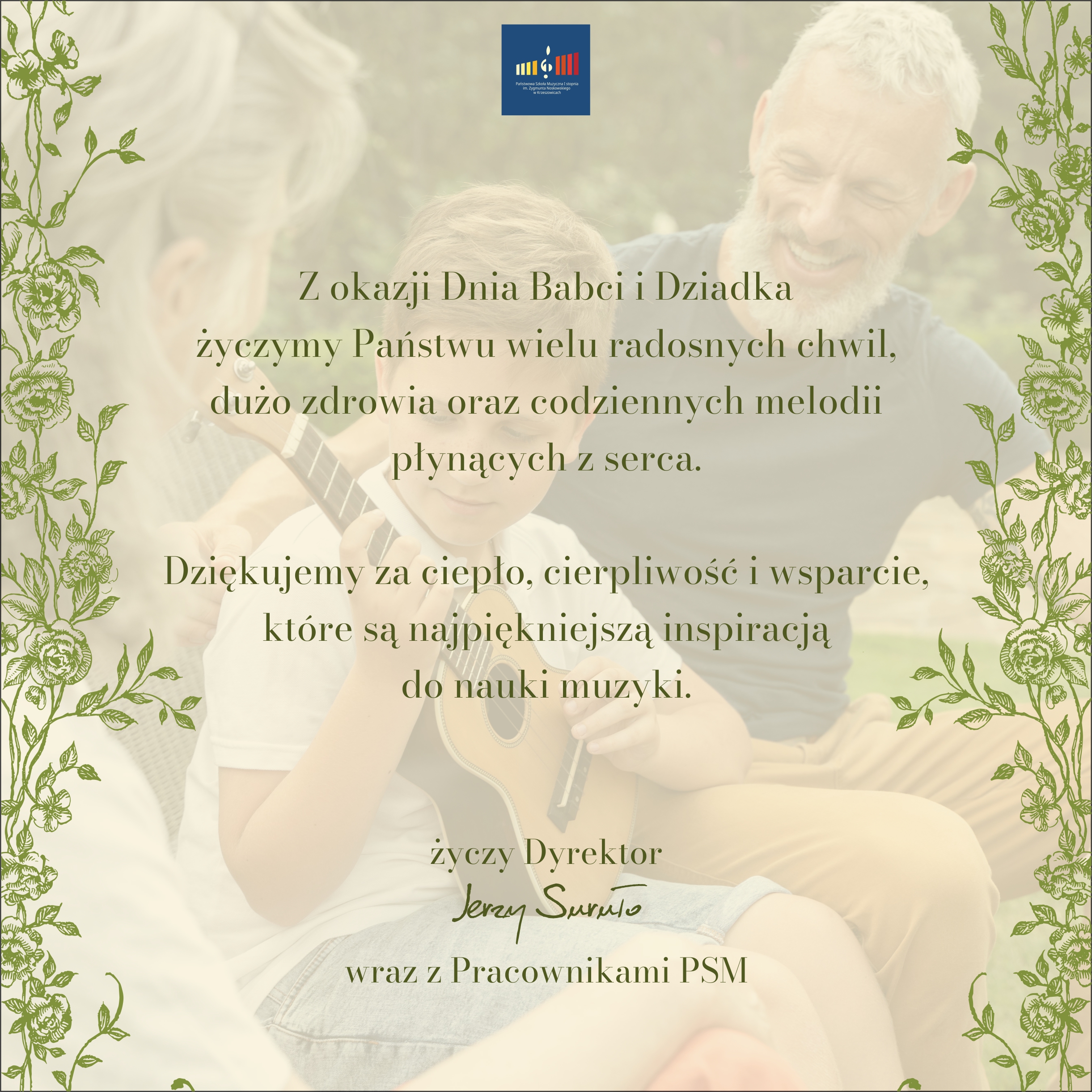 Życzenia Dyrektora i pracowników PSM na Dzień babci i dziadka 2026