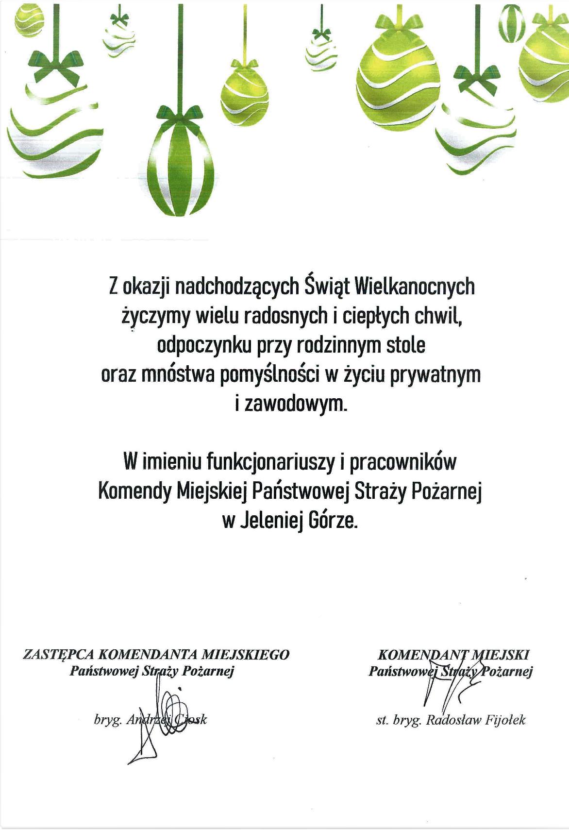 życzenia Wielkanocne 2021 PSP