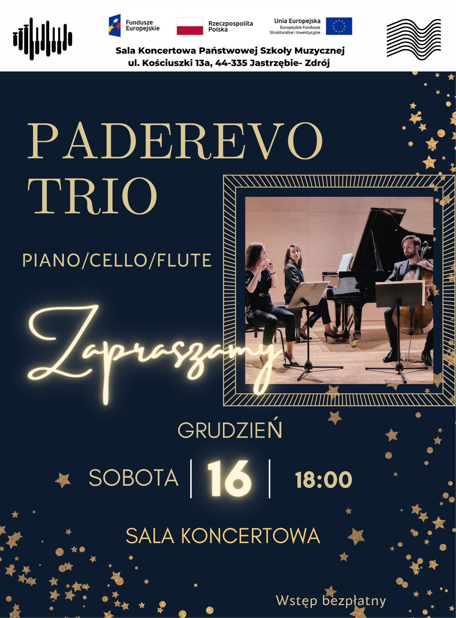 Plakat na Koncert Paderevo Trio.