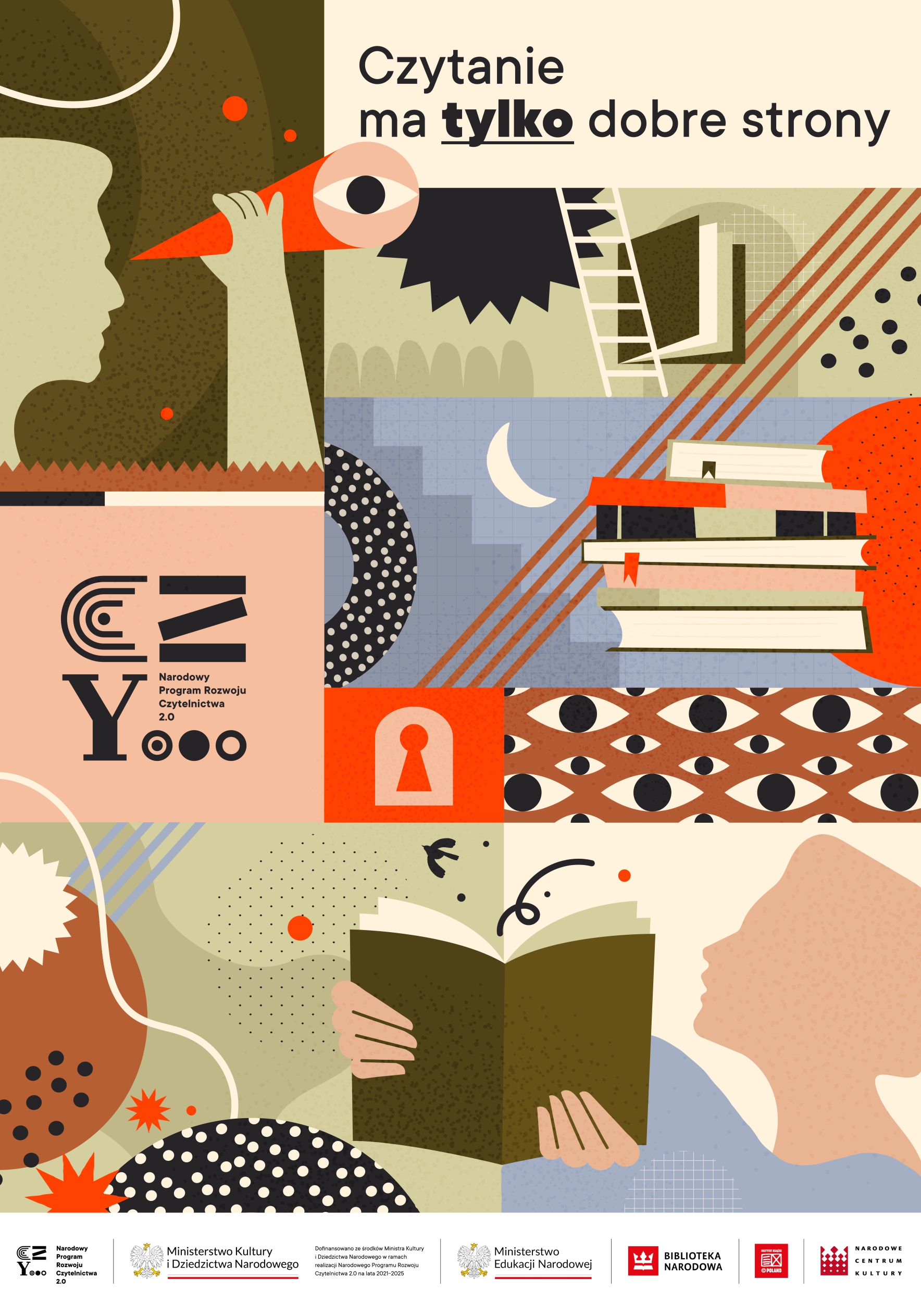 Plakat NPRZ2.0 - czytanie ma tylko dobre strony