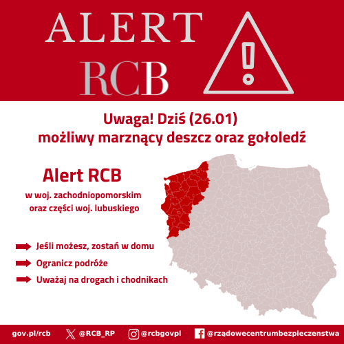 Alert RCB (26.01) - marznący deszcz
