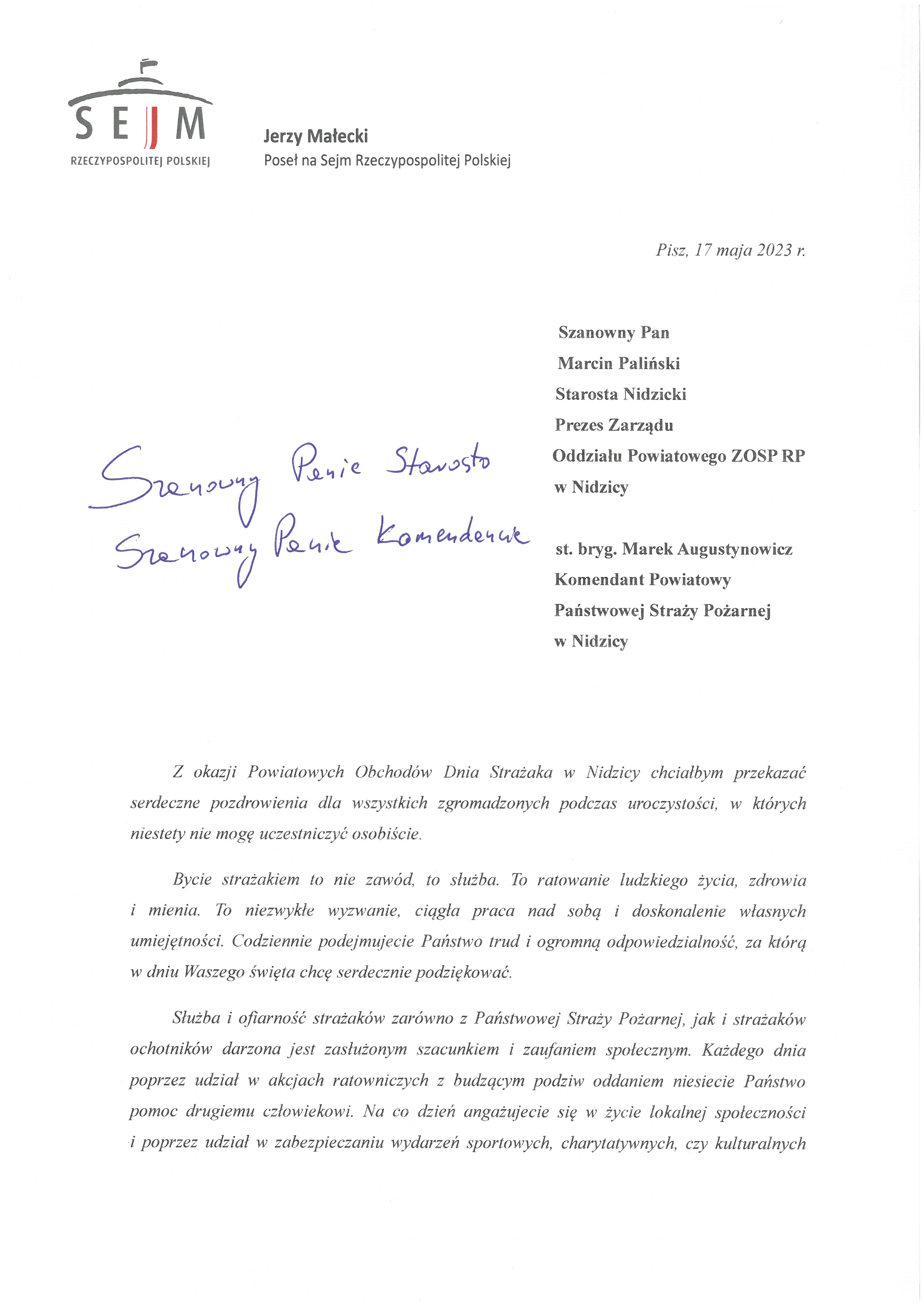 List okolicznościowy