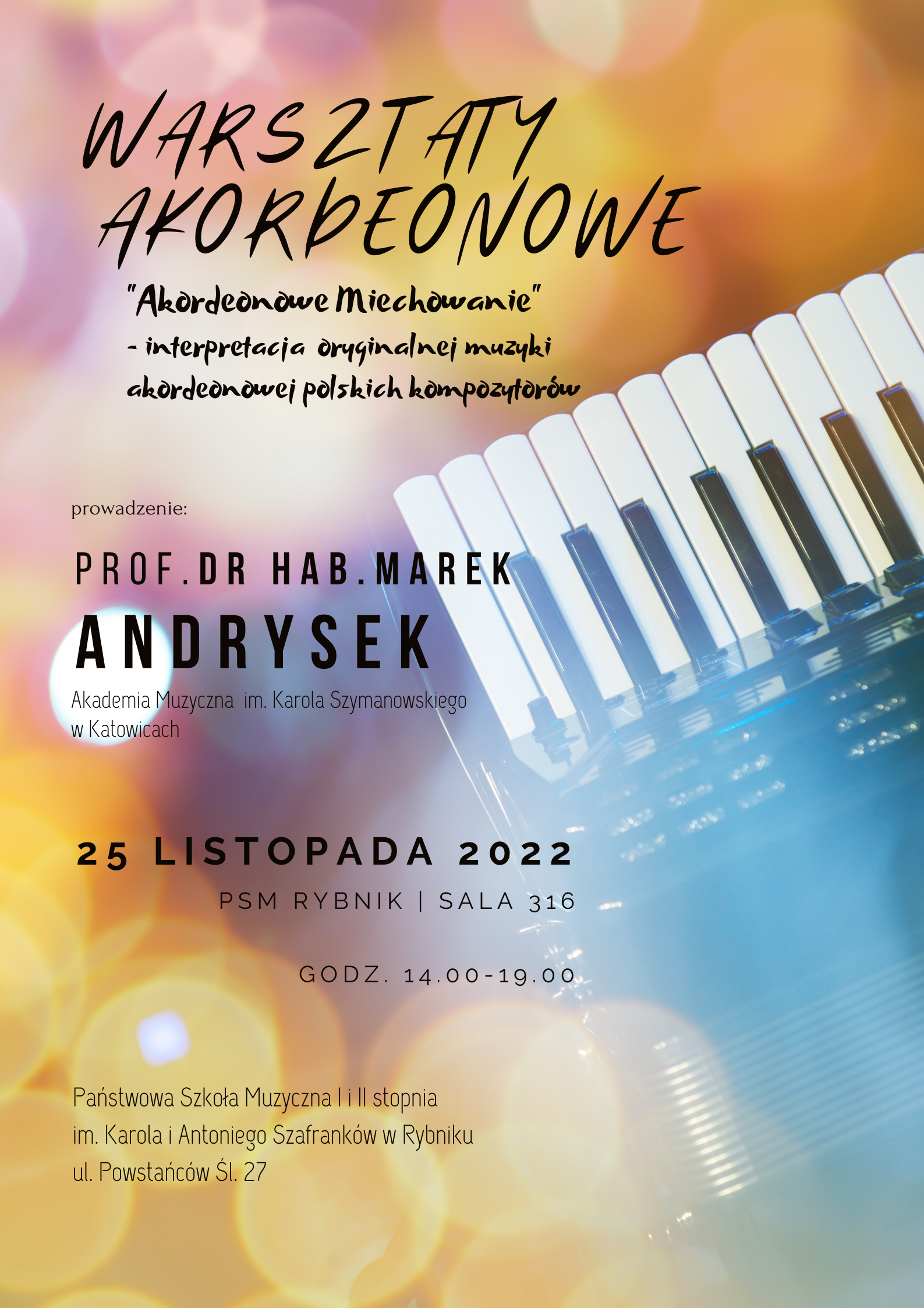 Plakat warsztaty akordeonowe 25.11.2022