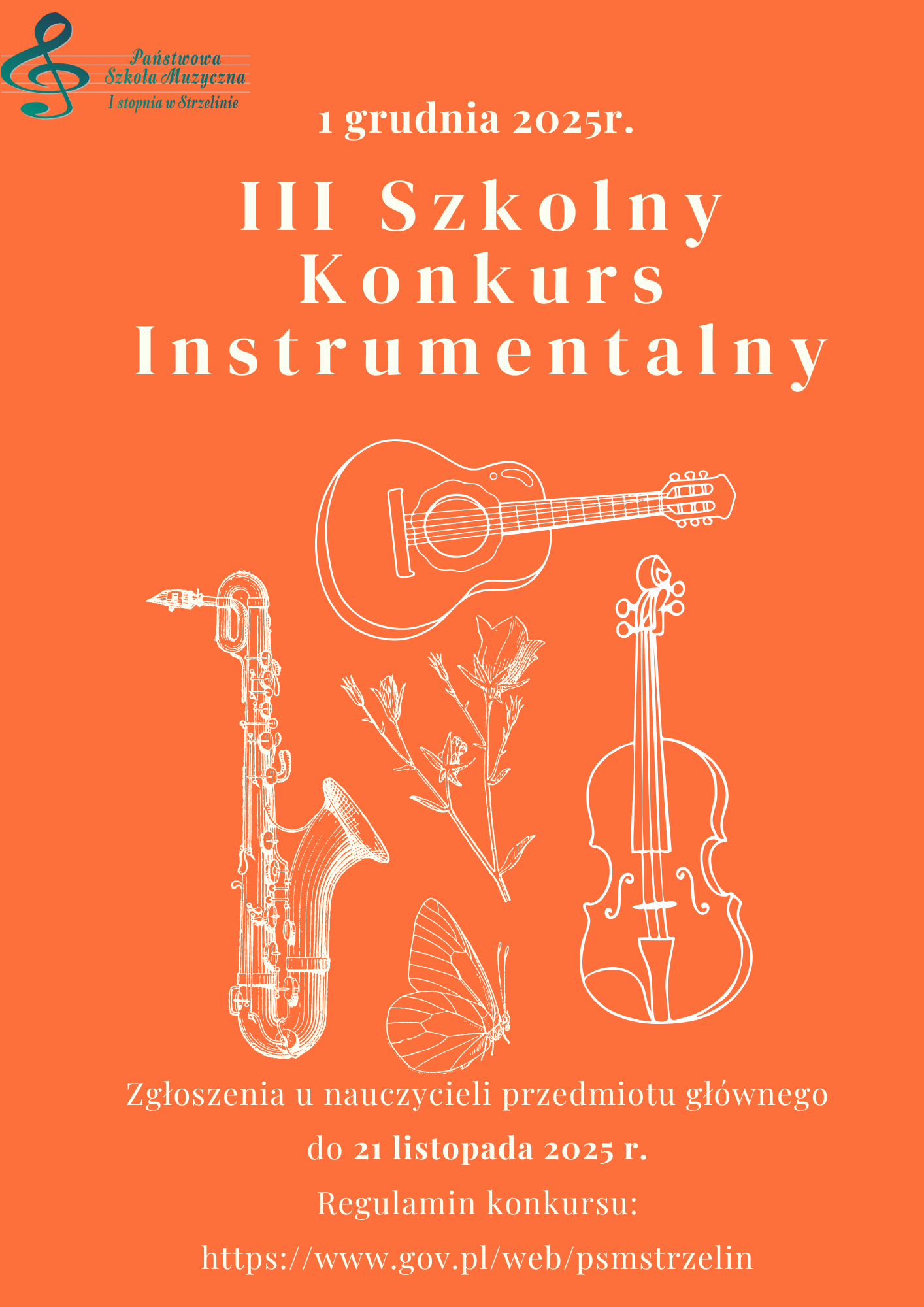 Na pomarańczowym tle umieszczone są białe grafiki konturowe oraz tekst.