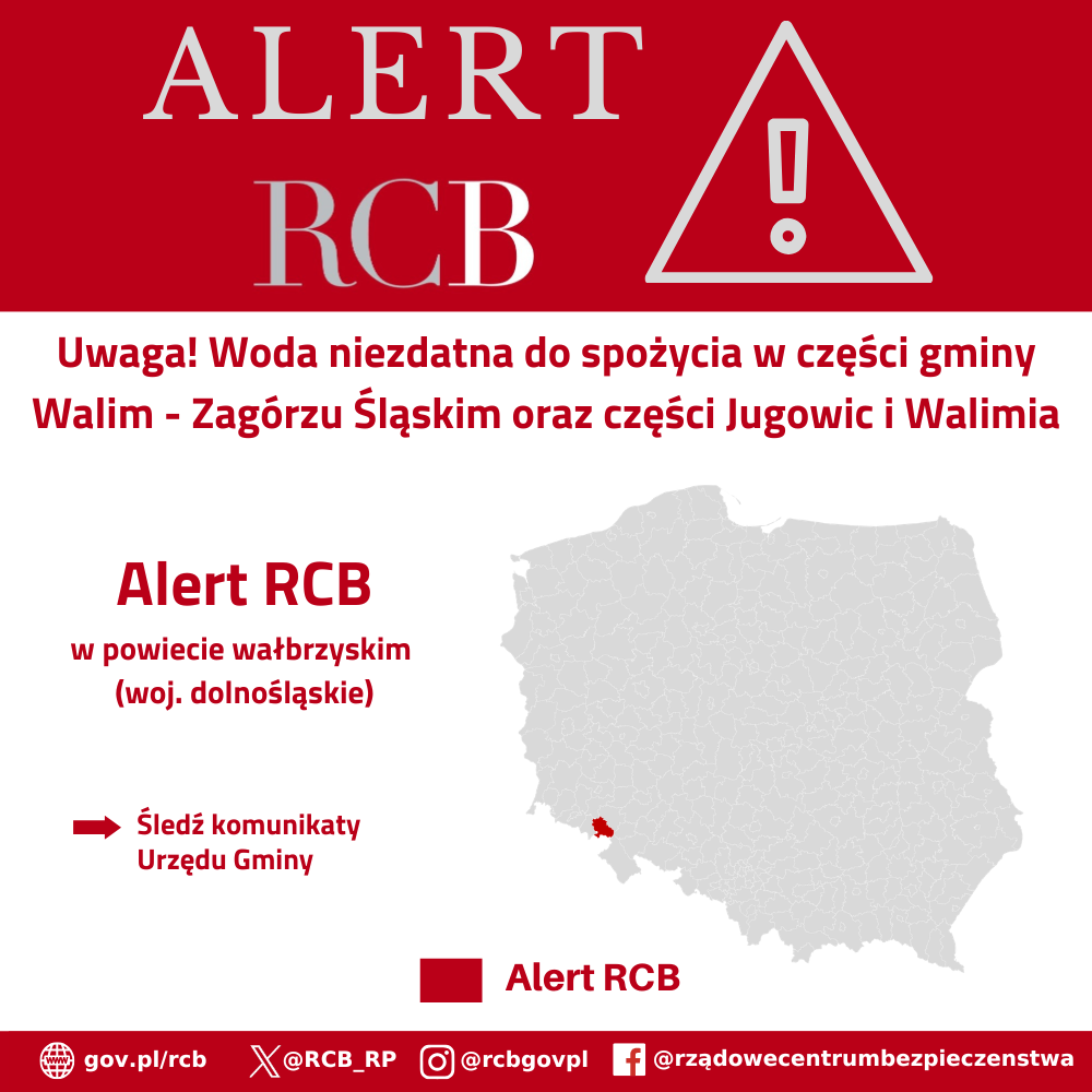 Alert RCB - woda niezdatna do spożycia 18 marca 2026