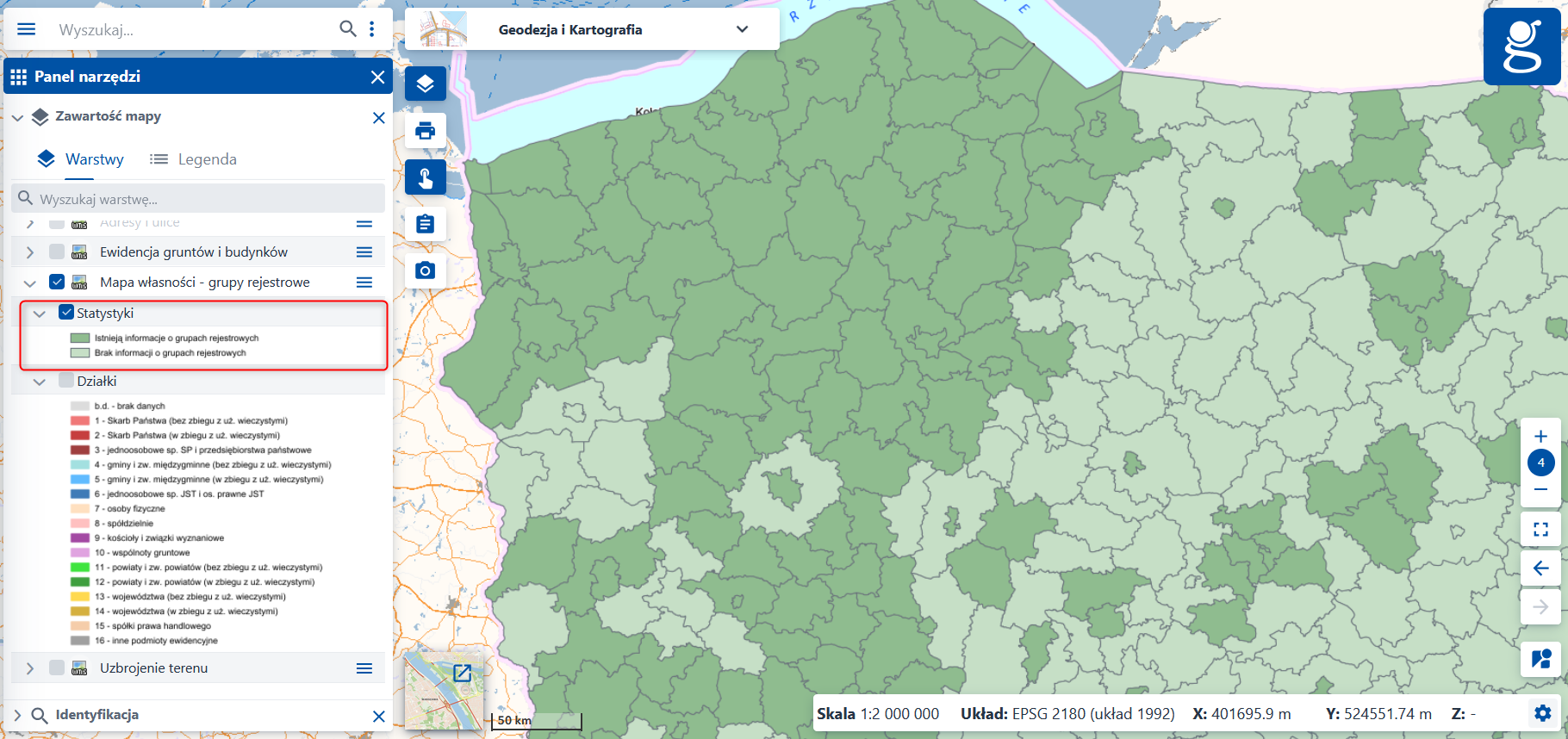 Ilustracja przedstawia warstwę "Statystyki"