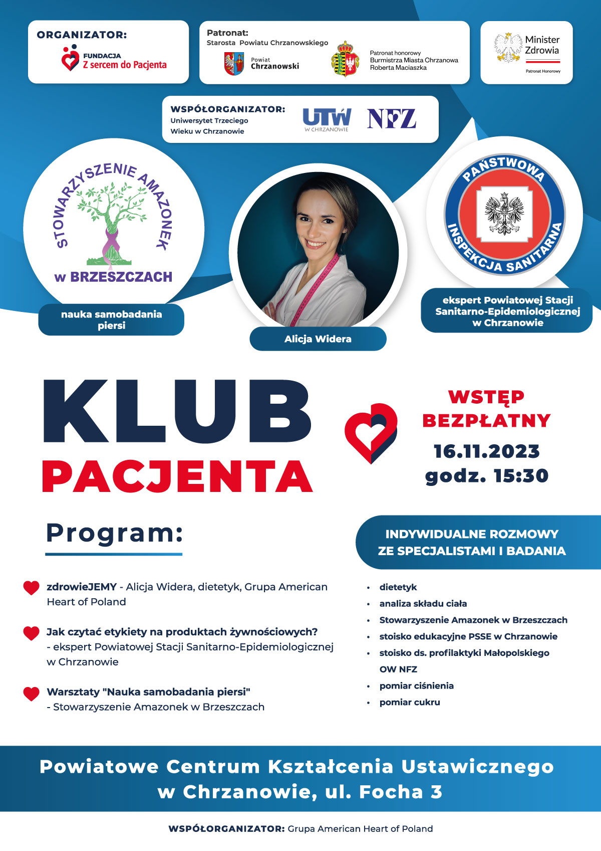 #Spotkanie Klubu Pacjenta w Powiatowym Centrum Kształcenia Ustawicznego w Chrzanowie 16 listopada 2023r.