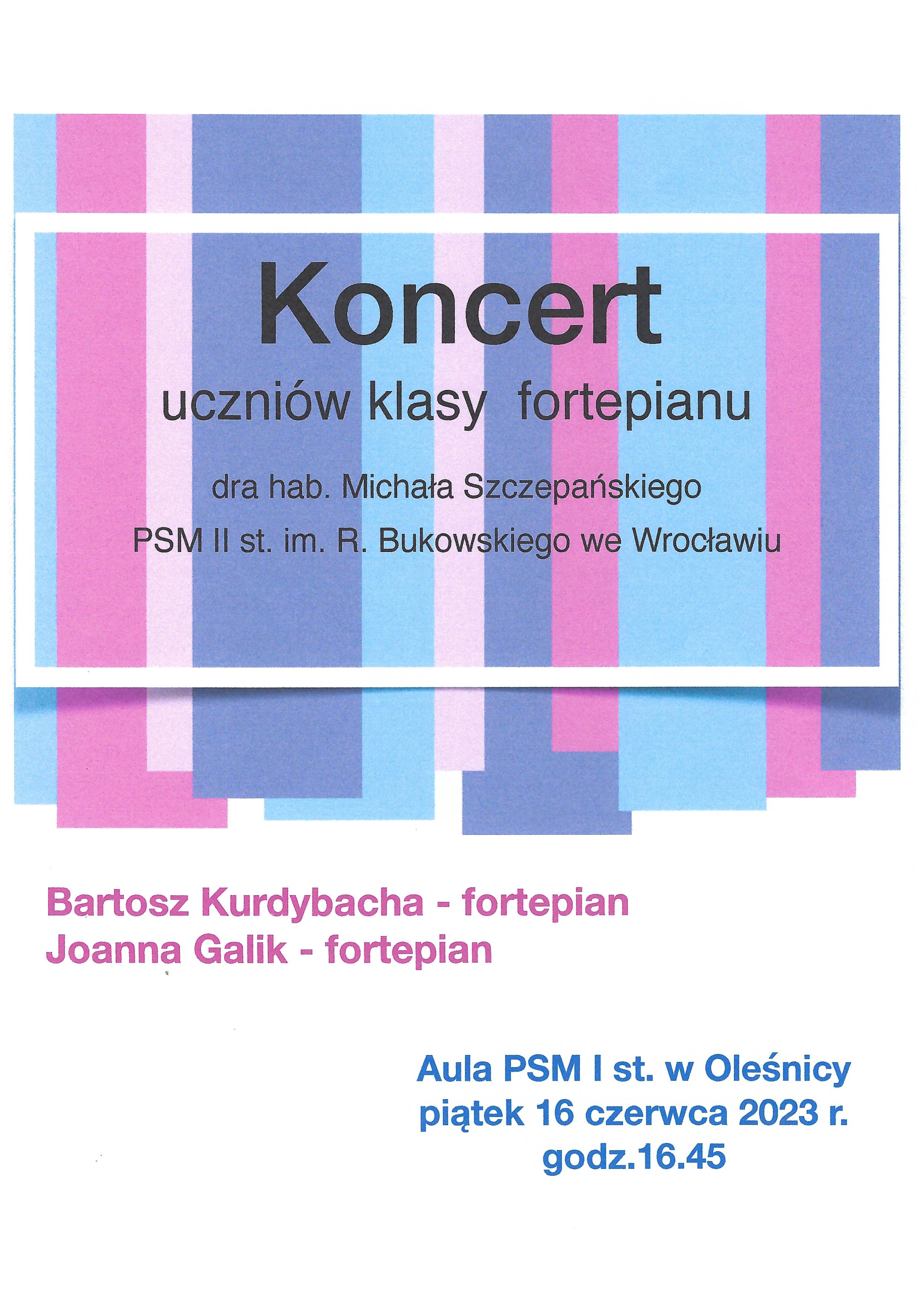 koncert uczniów klasy fortepianu
