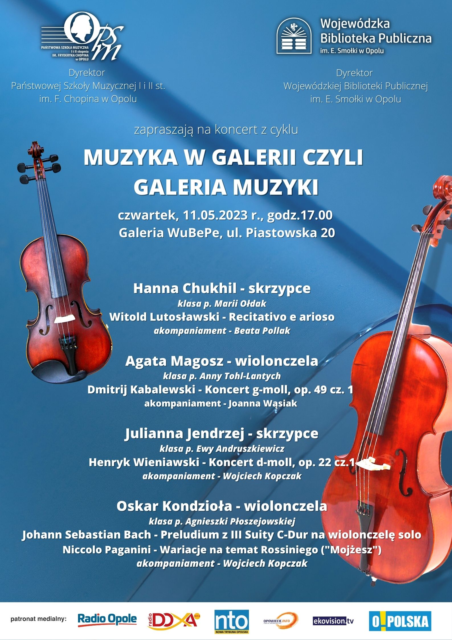 Plakat majowego koncertu Muzyka w Galerii czyli Galeria Muzyki