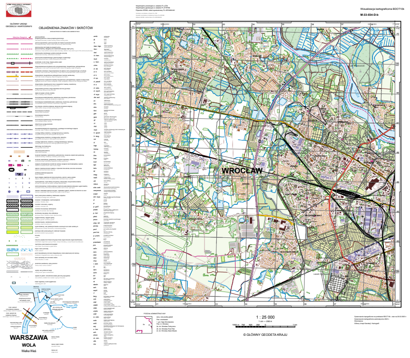 Przykładowa wizualizacja kartograficzna BDOT10k w skali 1:25000 dla woj. śląskiego.