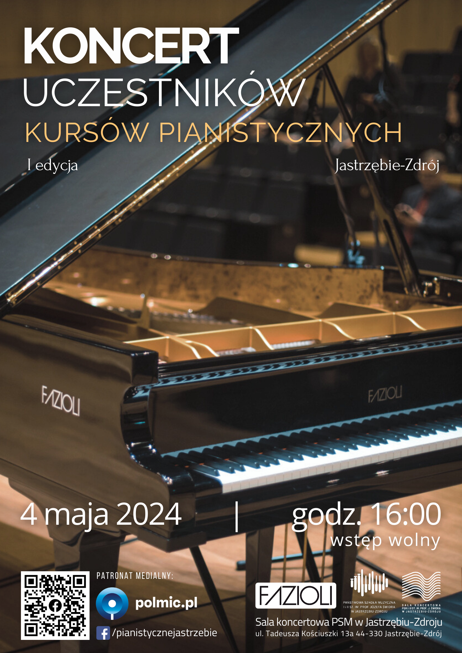 Plakat na Koncert uczestników warsztatów fortepianowych