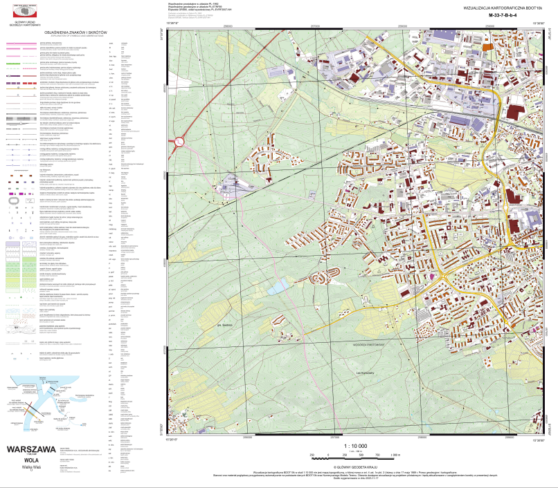 Ilustracja przedstawia zrzut ekranu z przykładową wizualizacją kartograficzną BDOT10k w skali 1:10 000 dla obszaru woj. lubuskiego.