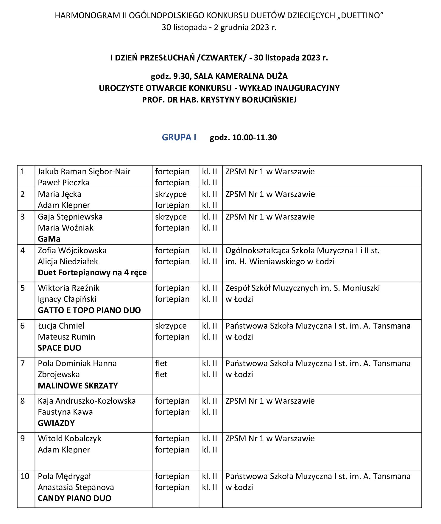 HARMONOGRAM DUETTINO