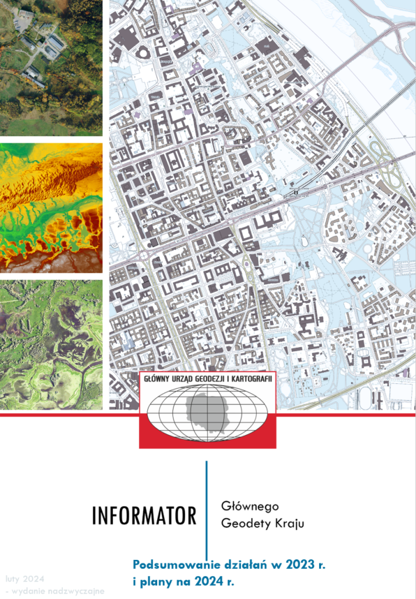 Ilustracja przedstawia stronę tytułową Informatora Głównego Geodety Kraju